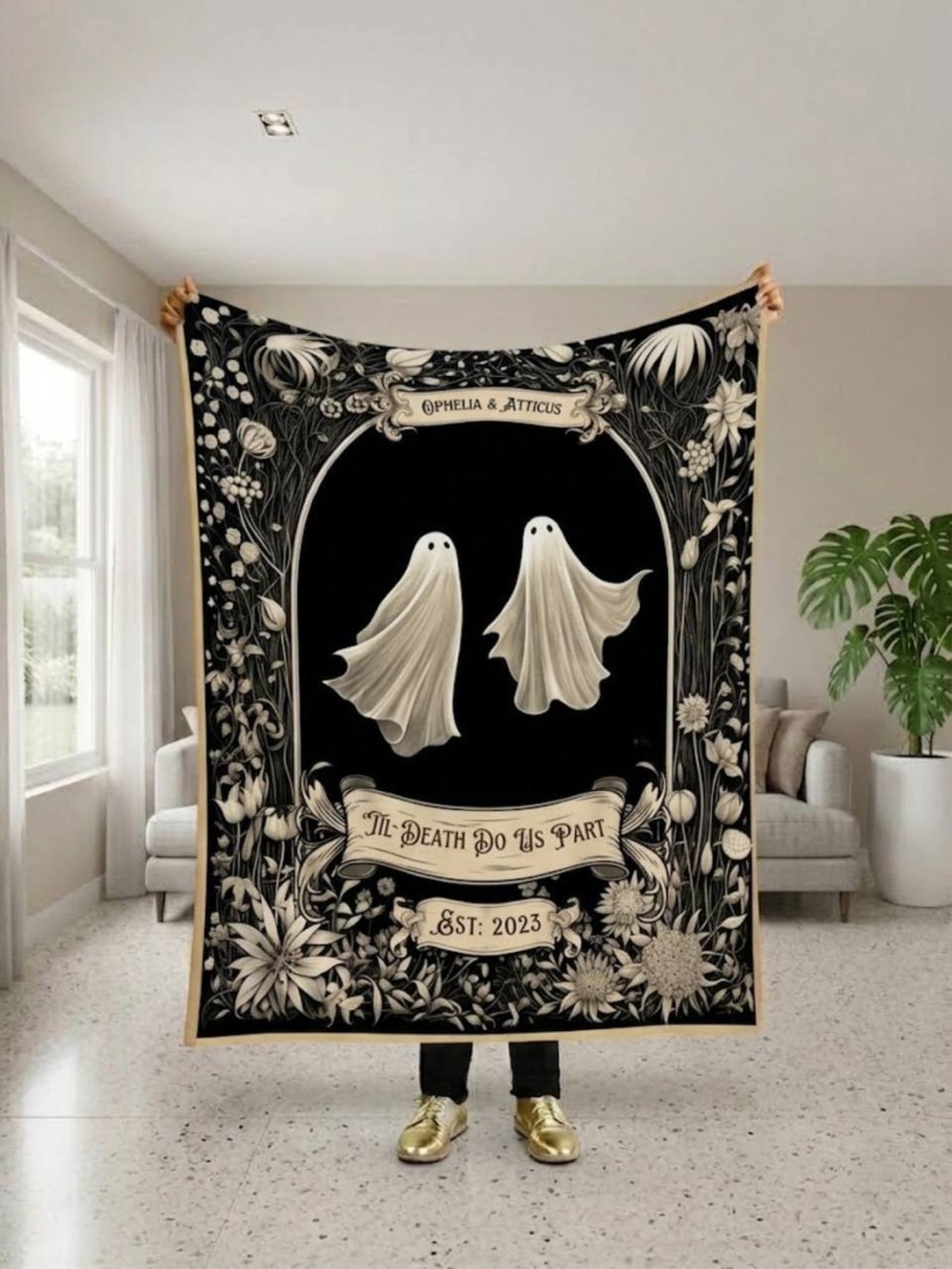 'Til Do Us Part' Black & Cream Sherpa Blanket